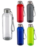 Transparent 500 ml Drinking bottle with stainless steel lid and carry loop Transparent 500 ml Drinking bottle with stainless steel lid and carry loop